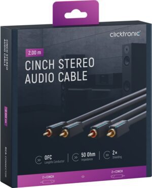 Kabel CINCH stereo audio 2,0m CLICKTRONIC 70379