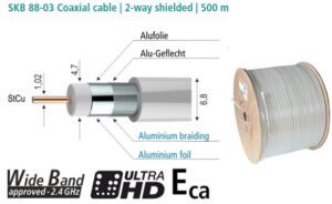 Koax kabel 75ohm 2 shield AXING SKB 88-03 500m