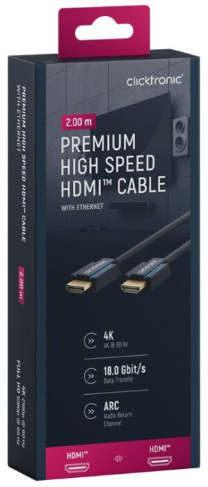 HDMI kabel 2m UHD 4K CLICKTRONIC 70303