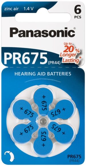 Baterija 1,4V V675 PR44 PR675 Panasonic Hearing Aid 6kom